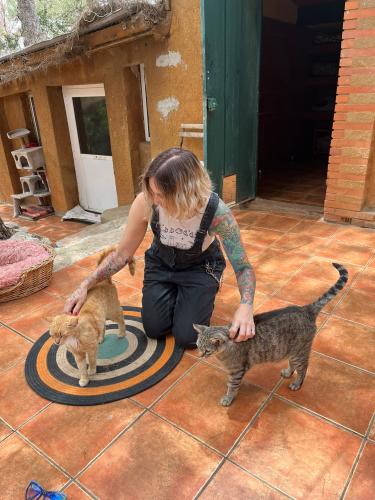 Laura Trillo de Terapia Felina visita algunos gatos de Canópolis (Fundación Trifolium),  8 de Junio de 2024