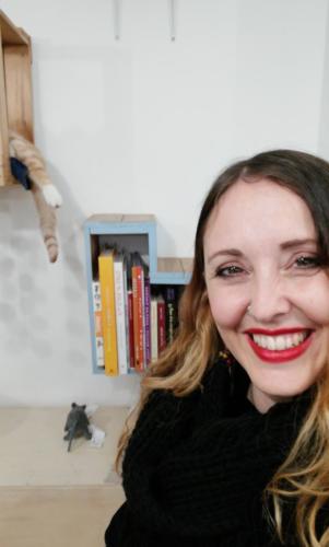 Laura Trillo Terapia Felina grabación vídeo Caixabank en Espai DeGats Barcelona 14 Enero 2019